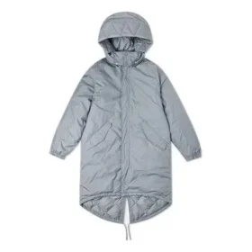 Lång dun-trenchcoat i asiatiska storlekar ”Grå”