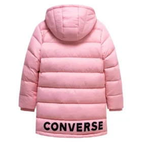 Lång dunjackor i asiatiska storlekar ”Pink Black”