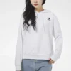 Långärmad hoodie med liten logotyp, vit