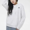 Långärmad hoodie med liten logotyp, vit