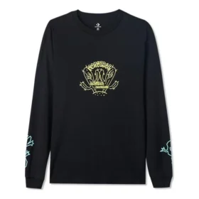Långärmad T-shirt med kaktusmotiv, asiatiska storlekar ”Svart”
