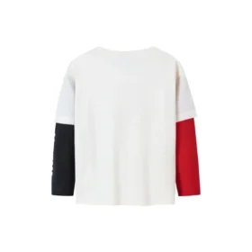 Långärmad T-shirt med tryckt kaninlogotyp för kaninåret, asiatiska storlekar ”Vit Svart Röd”