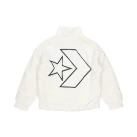 Loose Stand Collar Stay Warm-logotypjackor Asiatisk storlek ”Vit”