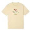 Mönstertryckt sport-T-shirt med rund hals och korta ärmar, ljusgul