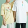 Mönstertryckt sport-T-shirt med rund hals och korta ärmar, ljusgul