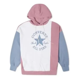 Oversized färgblockerad hoodie med dragkedja, asiatiska storlekar ”Pink Aura Multi”