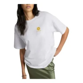 Oversized T-shirt med blommönster, asiatisk storlek ”Vit”