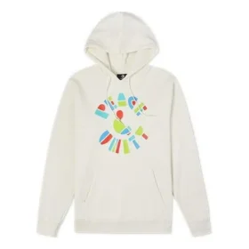 Peace & Unity Recycled Pullover Hoodie Asiatiska storlekar ”Egret”