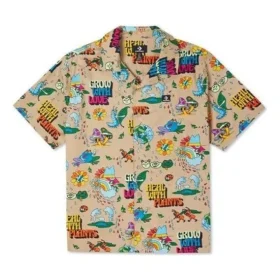 Plant Print Resort Shirt Asia-storlekar ”Nomad Khaki”