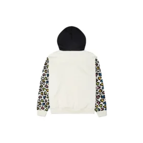 Rainbow Leopard Print Pullover Hoodie Asiatisk storlek ”Off White”