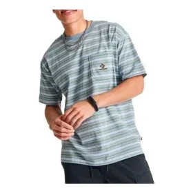 Randig T-shirt med stjärna och chevronmönster i fickan, asiatisk storlek ”Light Blue”