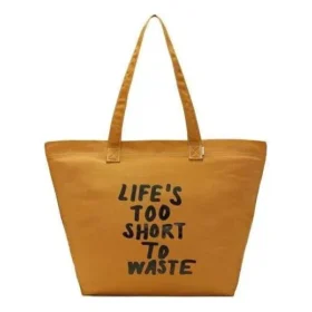 Renew Life ”s Too Short To Waste Canvas Tote Bag ”Brown”