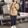 Retro casual jackor med huva, parmodell, asiatisk storlek, ”Khaki”