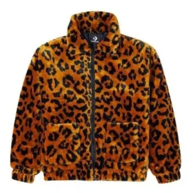 Retro leopardmönstrad lös jackor i parstil, asiatisk storlek, ”brun”