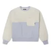 Splicing Lamb’s Wool Rundhalsad Pullover Mjölkvit Hoodie