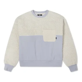 Splicing Lamb’s Wool Rundhalsad Pullover Mjölkvit Hoodie