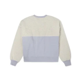 Splicing Lamb’s Wool Rundhalsad Pullover Mjölkvit Hoodie