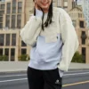 Splicing Lamb’s Wool Rundhalsad Pullover Mjölkvit Hoodie