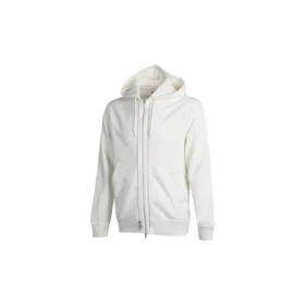 Sportiga casual-tröjor med huva och dragkedja, unisex, vita