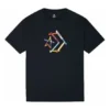 Star Chevron-tryckt sport-T-shirt med rund hals och korta ärmar, asiatiska storlekar ”Black”