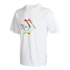 Star Chevron-tryckt sport-T-shirt med rund hals och korta ärmar, asiatiska storlekar ”Vit”