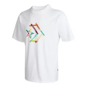 Star Chevron-tryckt sport-T-shirt med rund hals och korta ärmar, asiatiska storlekar ”Vit”