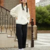 Star Hoodie Asia-storlekar ”Milk White”