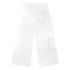 Stickade raka casualbyxor i cargostil, asiatisk storlek ”White”