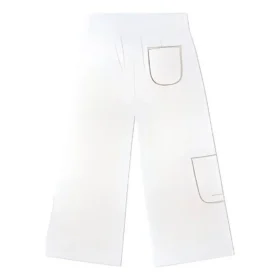 Stickade raka casualbyxor i cargostil, asiatisk storlek ”White”