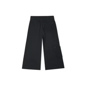 Stickade raka casualbyxor i cargostil/byxor Svart