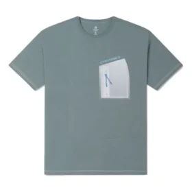 T-shirt med ficka med dragkedja, asiatiska storlekar ”Askgrön”