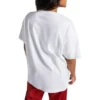 T-shirt med flammande logo i oversized-modell, asiatiska storlekar, ”White Red”