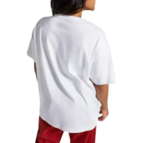 T-shirt med flammande logo i oversized-modell, asiatiska storlekar, ”White Red”