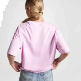 T-shirt med flammande logo i stor storlek, asiatiska storlekar, ”Pink”