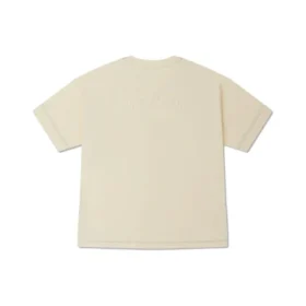 T-shirt med kontrastsömmar och slitsat logo Asia-storlek ”Beige”