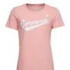 T-shirt med logo mitt fram – asiatiska storlekar – ”Pink White”