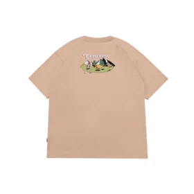 T-shirt med tryck för utomhusbruk, asiatiska storlekar ”Oat Milk”