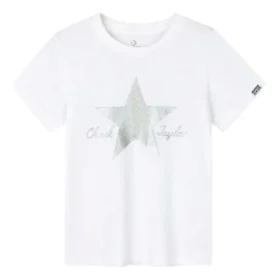 T-shirt med tryckt logotyp Asiatisk storlek ”White Silver”