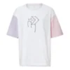 T-shirt med tryckt logotyp, asiatiska storlekar ”White Pink”