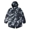 Tryckt vinterdunjackor i asiatisk storlek ”Black Multi”