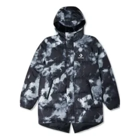 Tryckt vinterdunjackor i asiatisk storlek ”Black Multi”