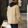 Tvättad arbetsskjorta i canvas med hel dragkedja Asiatisk storlek ”Nomad Khaki”