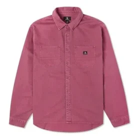 Twill-skjorta med långa ärmar och knappar, asiatisk storlek ”Berry”