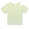 Twisted Knits Slim asymmetrisk T-shirt, asiatiska storlekar, ”Grön”