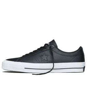 Unisex One Star lädersneakers med låg skaft Svart/Vit