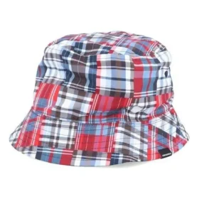 Vändbar bucket hat med rutmönster ”Blue”