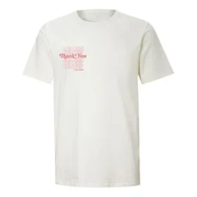 vändbar T-shirt med alfabettryck, kortärmad, krämvit