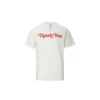 vändbar T-shirt med alfabettryck, kortärmad, krämvit