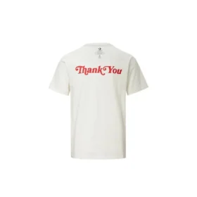 vändbar T-shirt med alfabettryck, kortärmad, krämvit