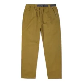 Vävda raka, avsmalnande casualbyxor Asiatisk storlek ”Dark Moss Green”